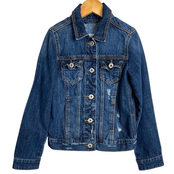 abercrombie kids Other - Abercrombie Kids Distressed Denim Jean Jacket Blue Trucker Style Big Girl 9/10